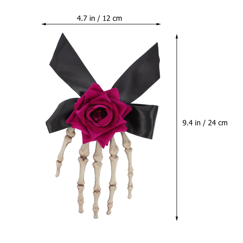 

1pc Skeleton Hand Hair Accessories With Rose Flower Hair Clip Headwear