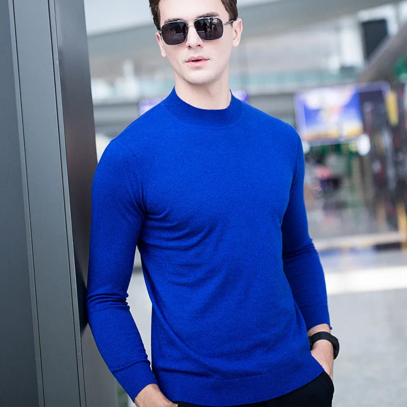100% Wool 8 Colors Solid Men Winter Sweater Cashmere Soft Breathable O Neck Slim Fit Knitting Pullover Male Casual Sweaters XXL | Мужская