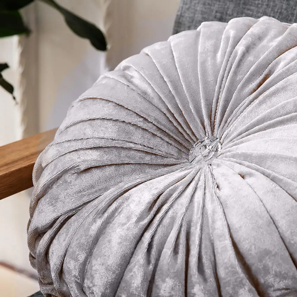 

European Style Velvet Pleated Pumpkin Pillow Round Decorative Sofa Throw Cushion Decor Home Textile
