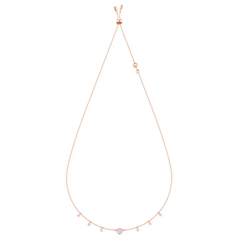 

SWA Pop Charm New Heart-shaped Crystal Necklace Romantic Charming Rose Gold For Girlfriend Engagement Jewelry Gift