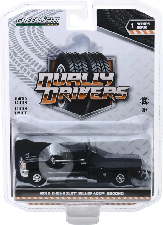 GreenLight 1:64 2018 Chevrolet Silverado 3500 Dually Flatb игрушечный автомобиль из сплава игрушки для