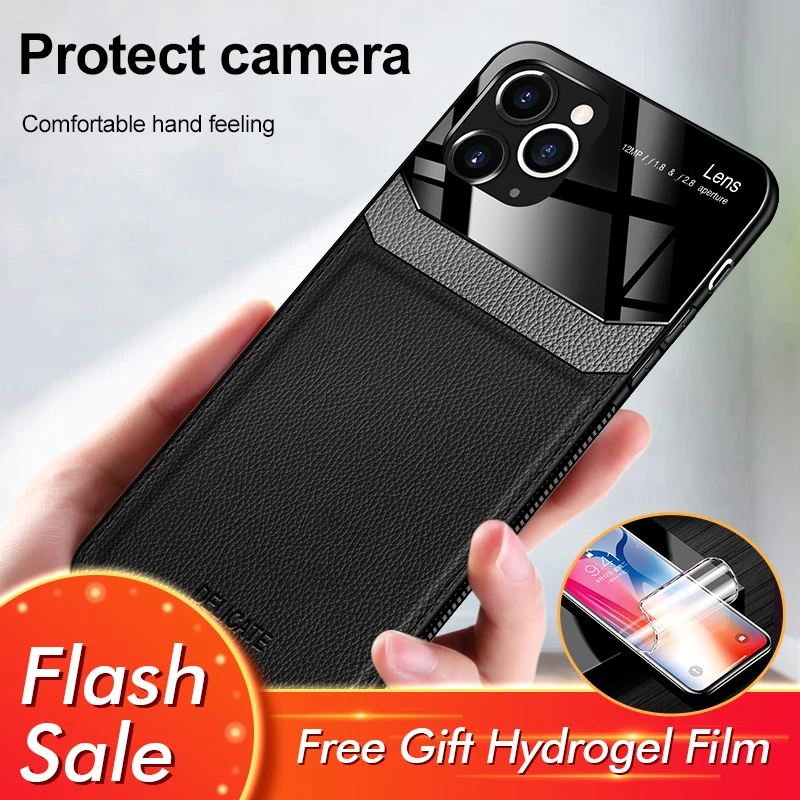 FORUBEST противоударный чехол для iPhone 11 Pro Max XS XR X из искусственной кожи, зеркальное закаленное стекло, задняя крышка для телефона для iPhone 8 7 6s Plus