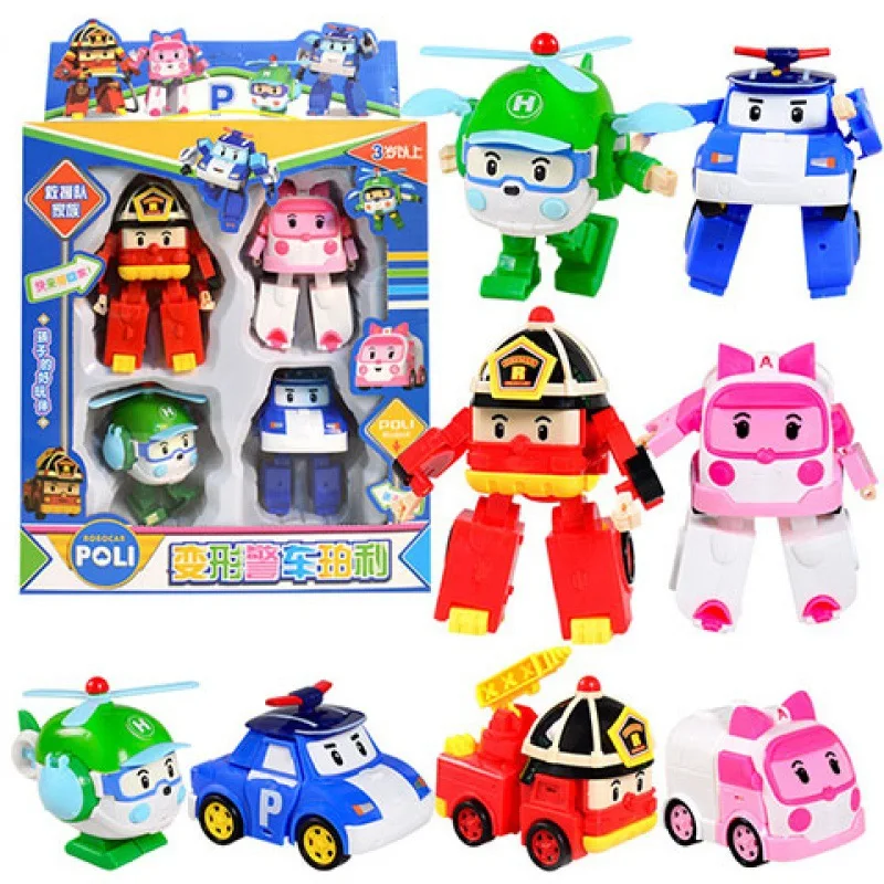 

6Pcs/Set Poli Car Kid Toys Transformation Robot Cartoon Toy Action Figure Transform Vehicle for Children Gift