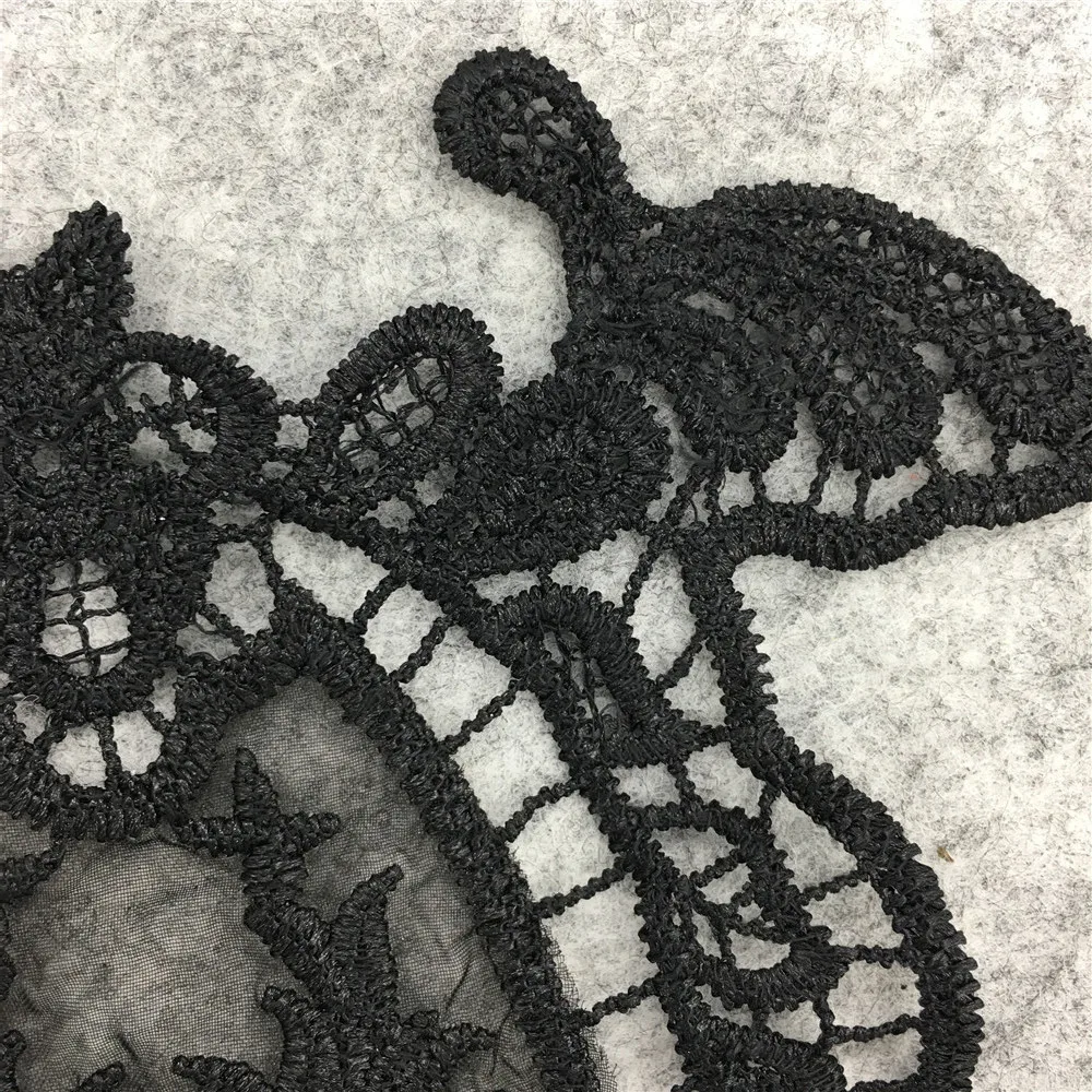 Новый стиль черная вышивка цветы кружево декольте ткань сделай сам воротник