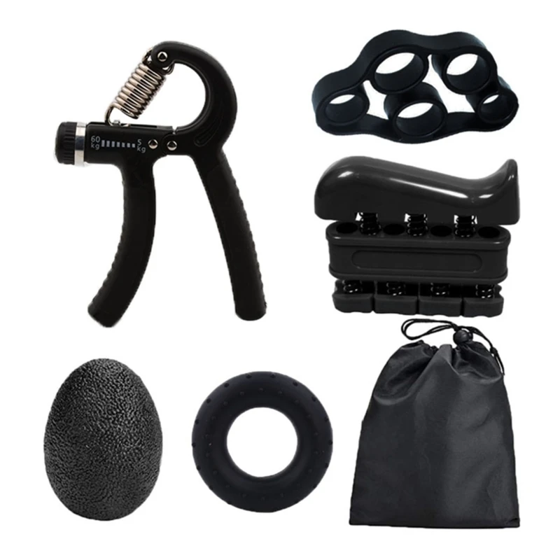 

5Pcs Adjustable Hand Grip Strengthener Set Finger Forearm Strength Exercise Band