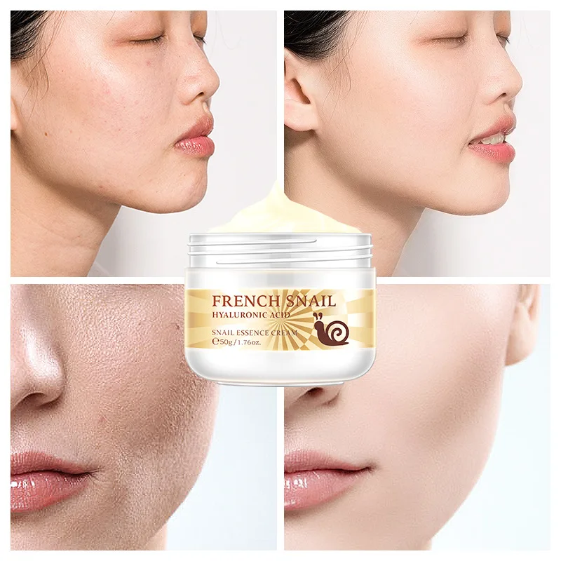 French Snail Hyaluronic Acid Face Cream Moisturizing Anti-aging Wrinkle Cream Improve Cracked Dry Rough Skin Facial Cream