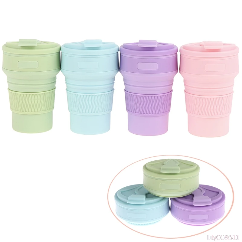 

Новая силиконовая складная кружка, кофейные кружки, складная силиконовая чашка для путешествий, складные чашки для воды и чая, уличная порт...