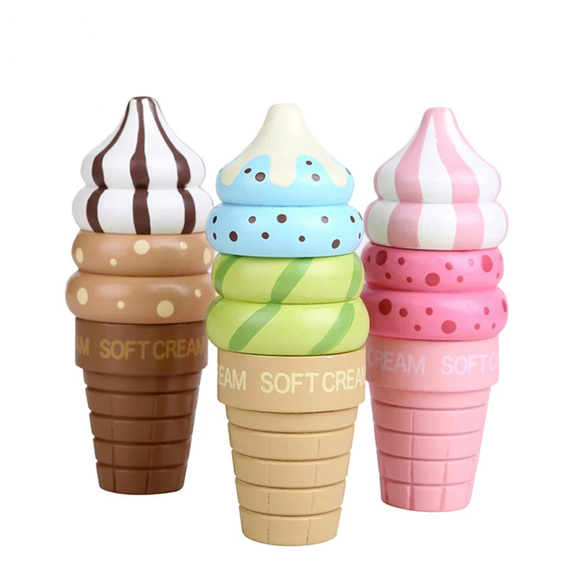 

Wooden Food Magnetic Kids Kitchen Toys Cute Simulation Strawberry Ice Cream Food Toys For Children Pretend Play Gift