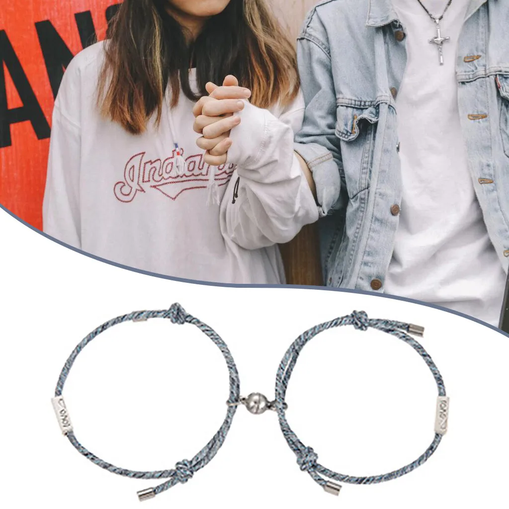 Магнитный удачи пара веревочный браслет торжественного любви сплава