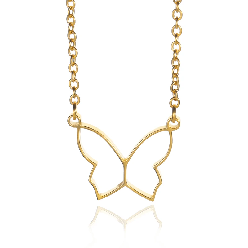 

Sweet Girls Minimalist Hollow Butterfly Necklace Stainless Steel Choker For Women Romantic Anniversary Jewelry Gifts Bff Bijoux