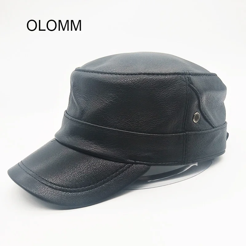 

genuine leather men baseball cap hat high quality men's real sheep skin leather adult solid army hats caps B45