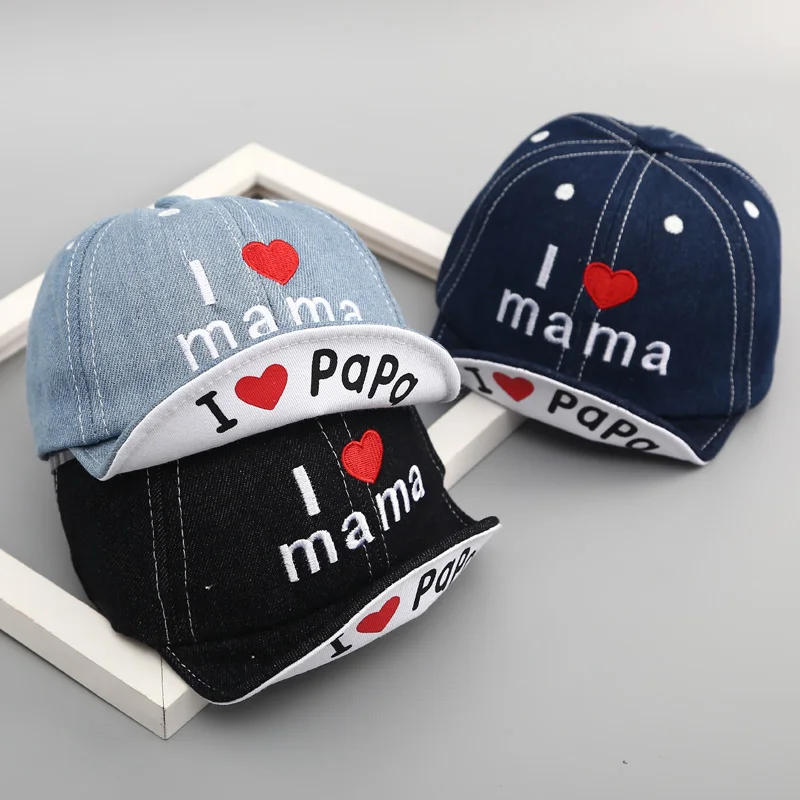 Модная Джинсовая детская шапка Love Papa Mama детские бейсболки с надписью летние