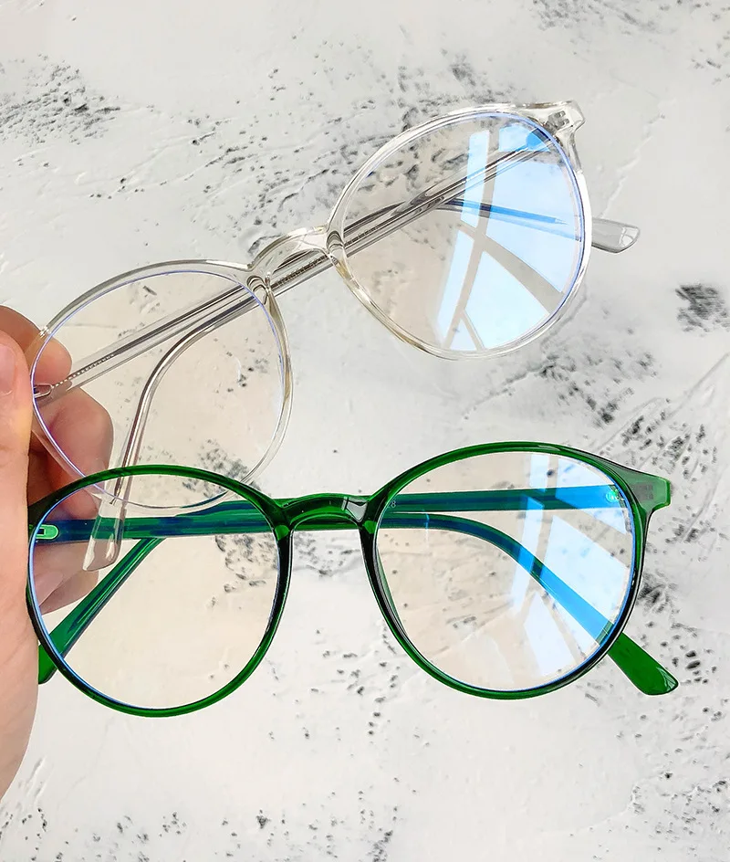 

Transparent Eyewear Anti Blue Light Game Computer Glasses Anti Glare Eyeglasses Women Round Frame Clear Lens Glasses Men