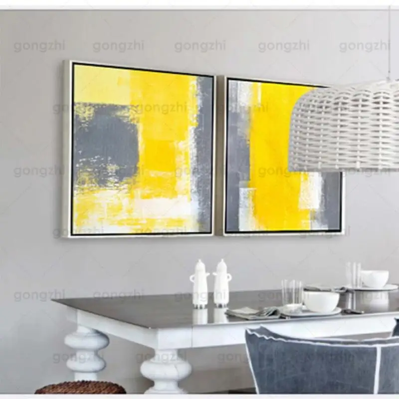 

Abstract Canvas Painting 3 Pieces of Minimalist Abstract Art Yellow Gray Minimalist Cafe Living Room Bedroom Nordic Posters