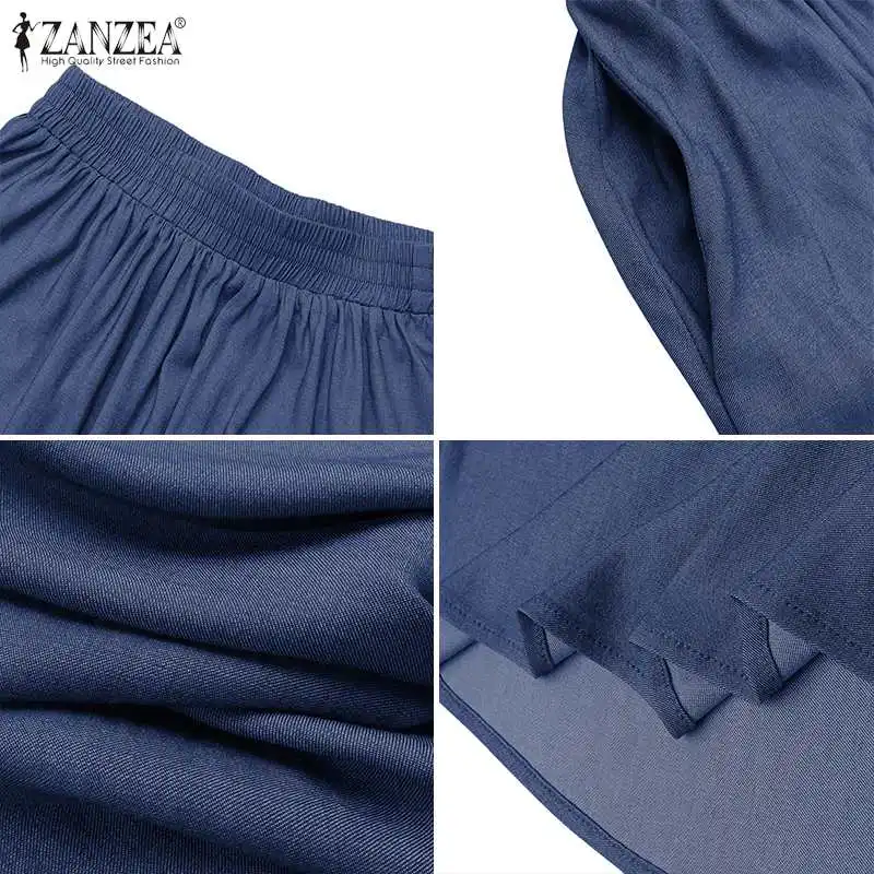 

Fashion Denim Blue Skirts Women's Casual Vestidos 2021 Female Elastic High Waist Solid SKirt Plus Size Pleated Robe S-5XL