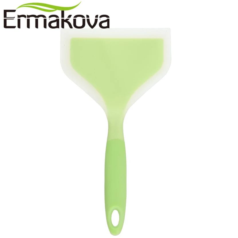 ERMAKOVA противопригарная силиконовая основа проката с завязкой сзади; лопата жар-устойчивый скребок лопаточка для рыбы 4,7 дюймов Широкий Рыбий стейк Яйцо Тернер