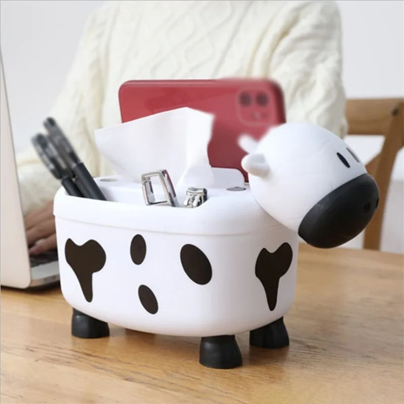 

Multi-function Tissue Box Household Milk Cow Paper Towel Tape Table Sash Tissue Storage Box Gold Household