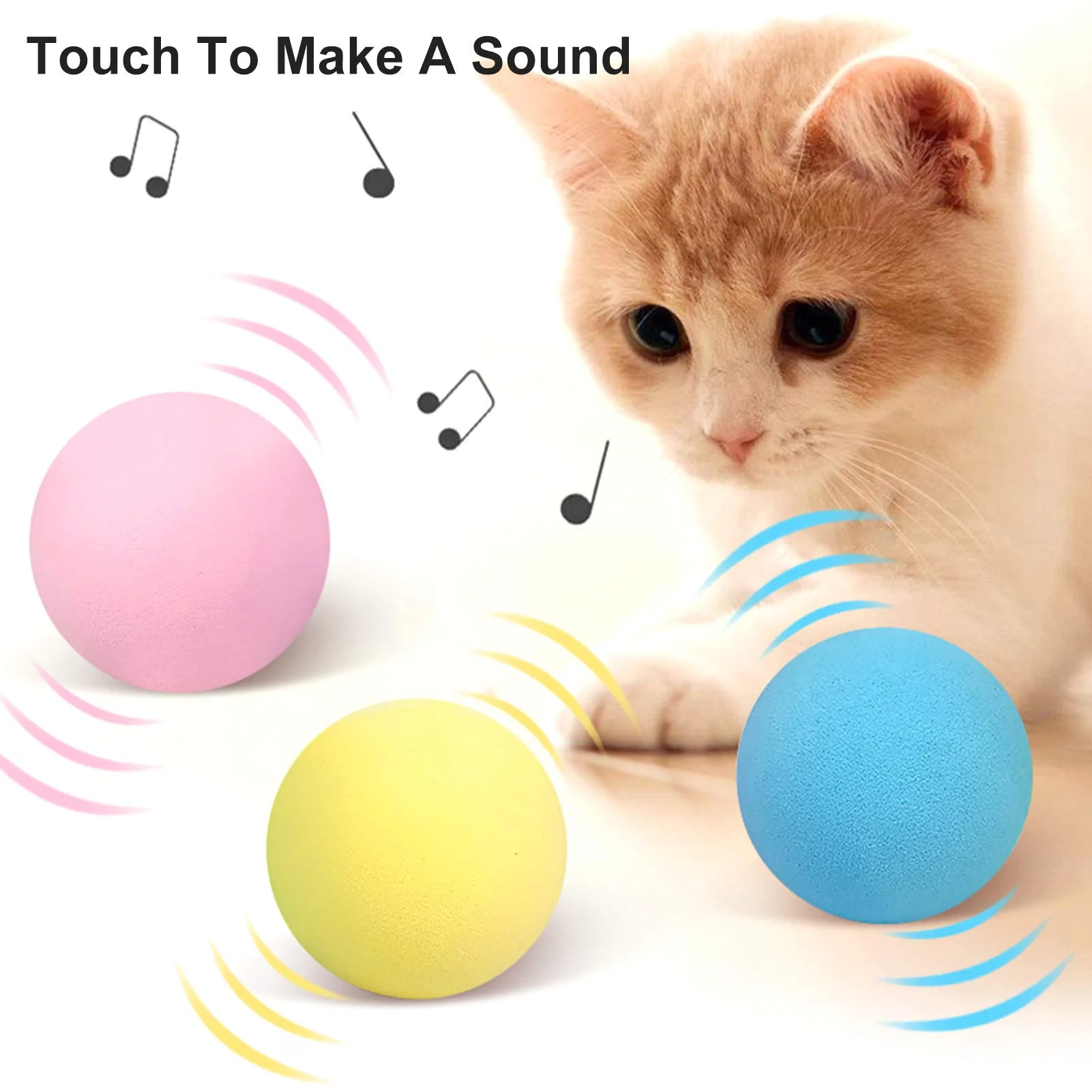

Interactive Cat Toys Animal Sounds Catnip Training Toy Ball Pet Squeaky Ball For Kitten Cat Novelty Toy