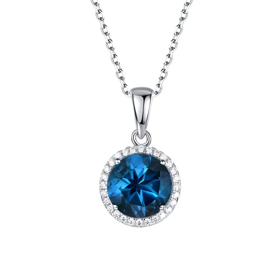 Nano London topaz Куололит зултанит драгоценный камень кулон для женщин Твердые 925 пробы серебряный цвет изменить ожерелье Diaspore драгоценный камень хорошее ювелирное изделие - Цвет камня: Nano London topaz