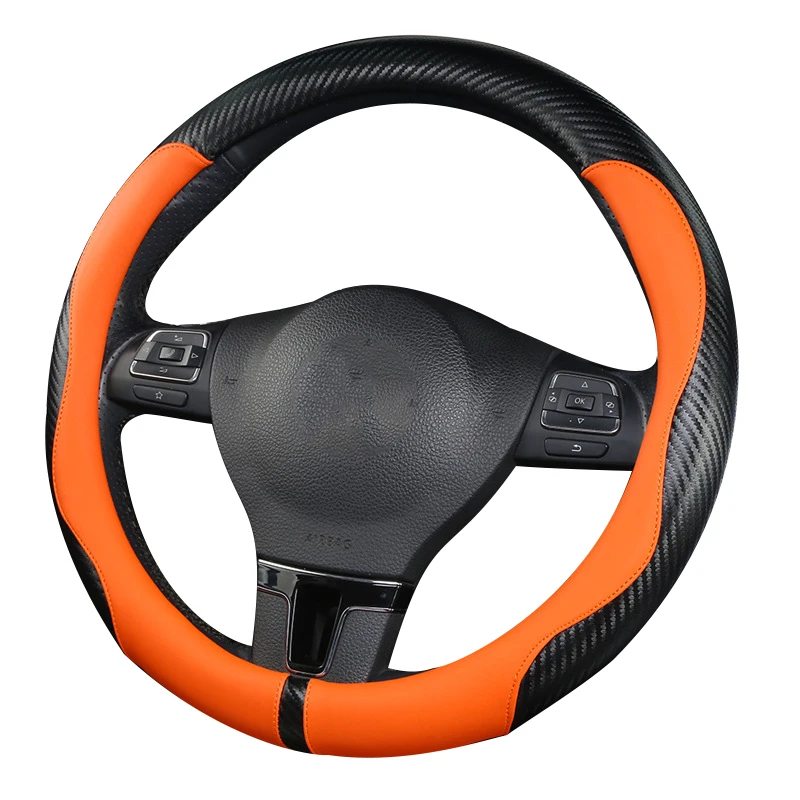 

Car Leather Steering Wheel Cover Fashion Anti-skid Sports Handlebar Cover 38CM Four Seasons Universal Car Interior Accessories