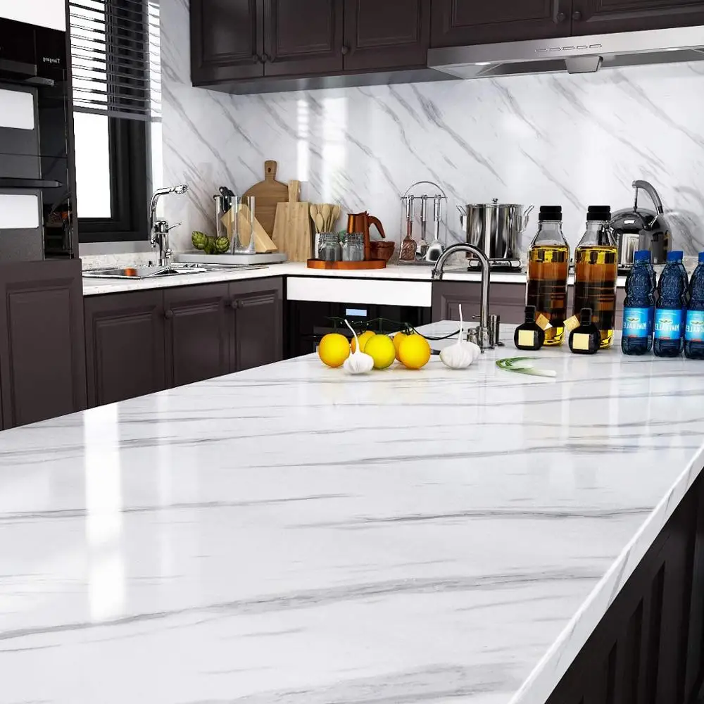 Marble Vinyl Film Self Adhesive Wallpaper Thick Waterproof Cabinet Table Marble Pattern Kitchen Oil-proof PVC Wallpaper pvc vinyl kitchen cabinet lh pv077