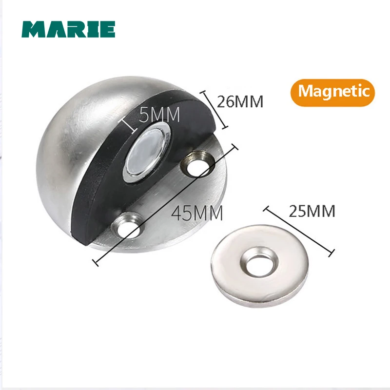 

Marie Stainless Steel Magnetic Door stopper No-Punching Sticker Hidden Door Holders Floor Nail-free Rubber Door Stop Protector