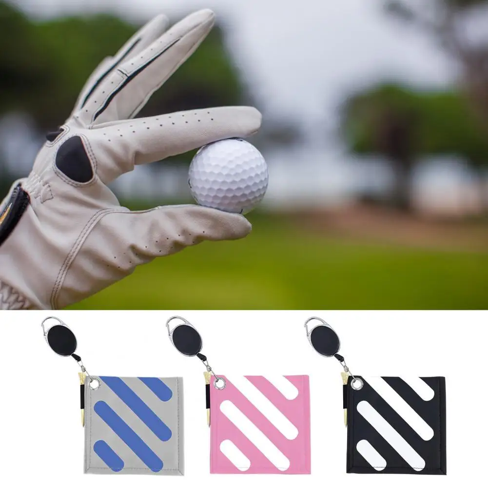 

Square Golf Ball Cleaning Towel Mini with Retractable Keychain Buckle PU Waterproof Material Surface Golf Ball Club Head Cleaner