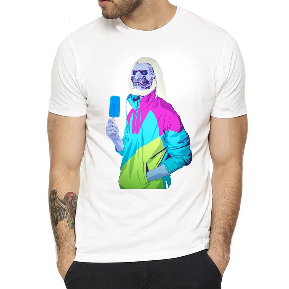 Men's tshirt Night King And Army Winter is coming T-shirt Game of Thrones men Different ghosts Casual Short Sleeves T shirt tops | Мужская
