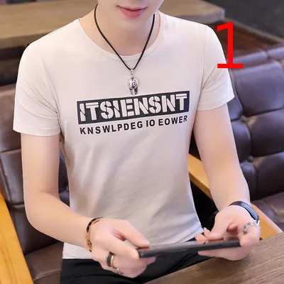 

Korean version of the round neck boys T-shirt wild casual short-sleeved t-shirt tide