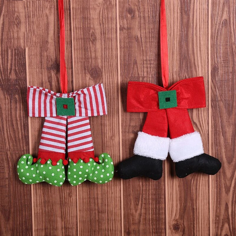 Christmas Decoration Dolls Cute Elf Foot Bow Xmas Tree Hanging Pendant Ornament Festival Decor Props Party For Home Hotel | Дом и сад