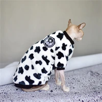duomasumi hairless cat clothes double sided coral fleece cow style winter thick warm jacket sweater sphynx cat apparel