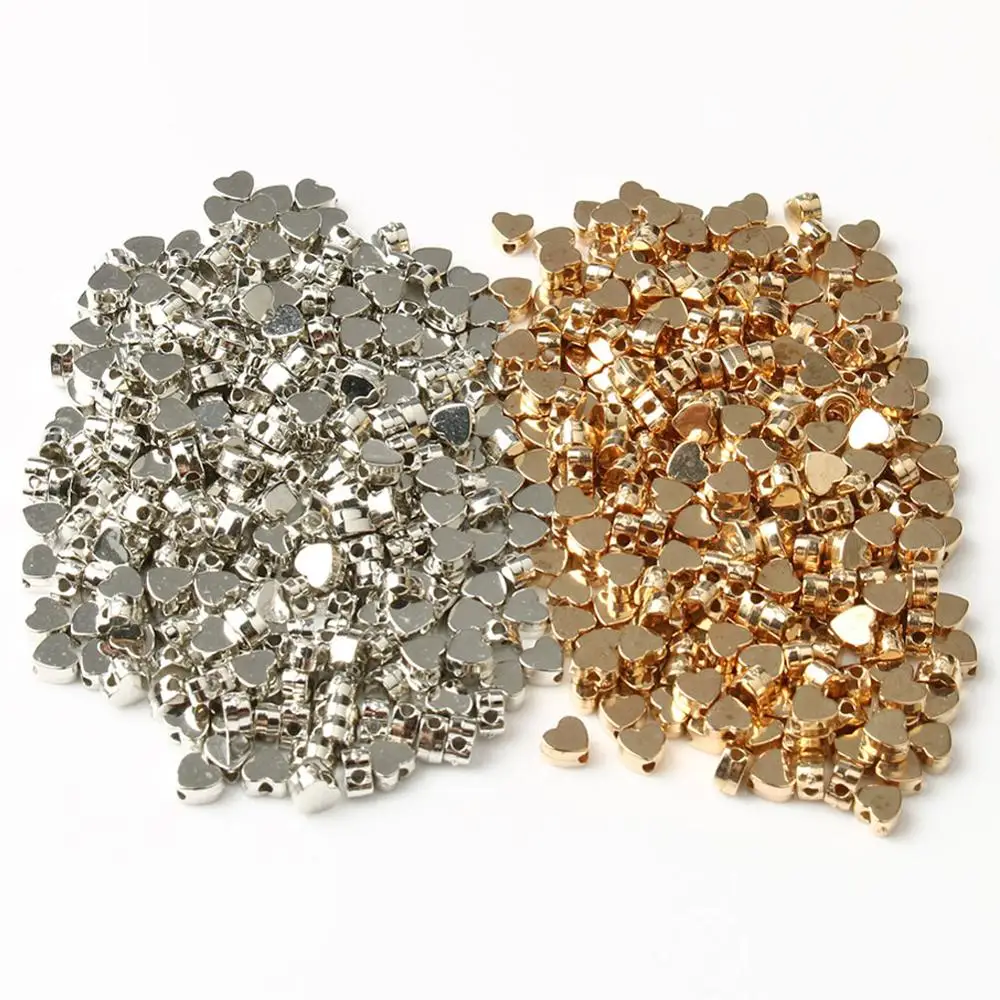 

100 pcs Smooth Acrylic Plated Gold Color Love Heart Spacer CCB Beads For Jewelry Making DIY Bracelet Necklace Accessories