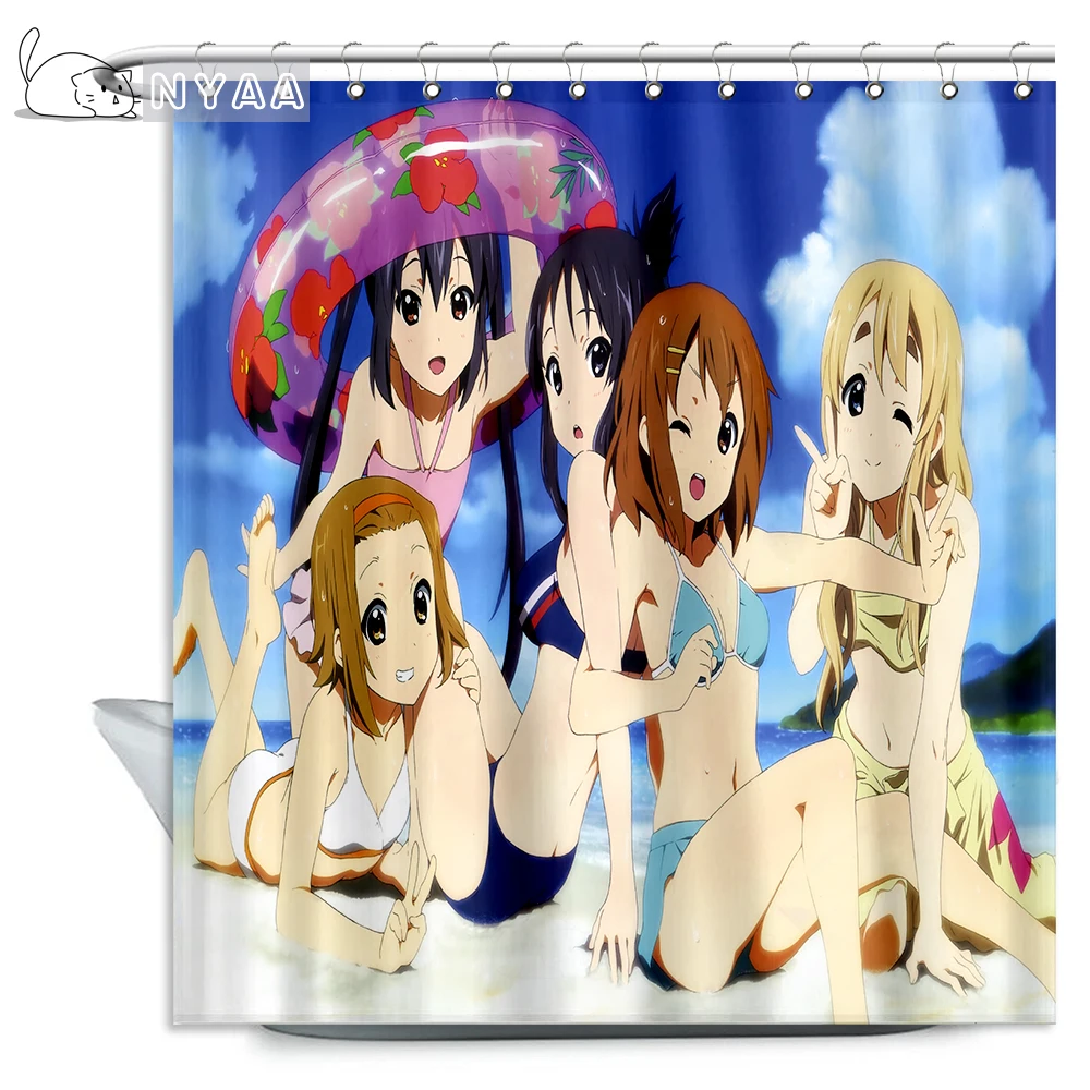 Занавеска для душа NYAA в стиле аниме девушек забавная Водонепроницаемая