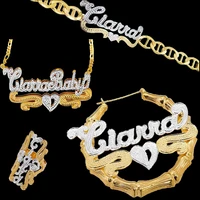personalized custom jewelry set name bamboo hoop earrings custom necklace bracelet ring christmas gift set jewelry %d1%81%d0%b5%d1%80%d1%8c%d0%b3%d0%b8 %d1%87%d0%b5%d1%80%d0%bd%d1%8b%d0%b5