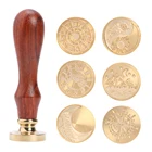 Штамп восковой с деревянной ручкой, античный металлический