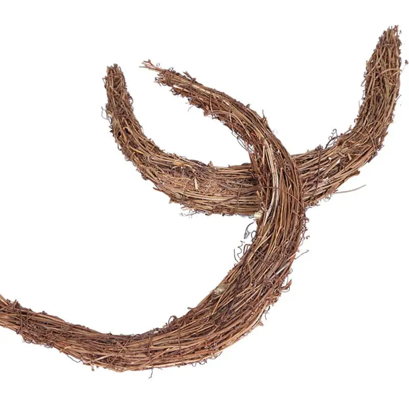 

Easter Wooden Moon Shape Garland DIY Handmade Decorative Naked Ring Wreath Decor