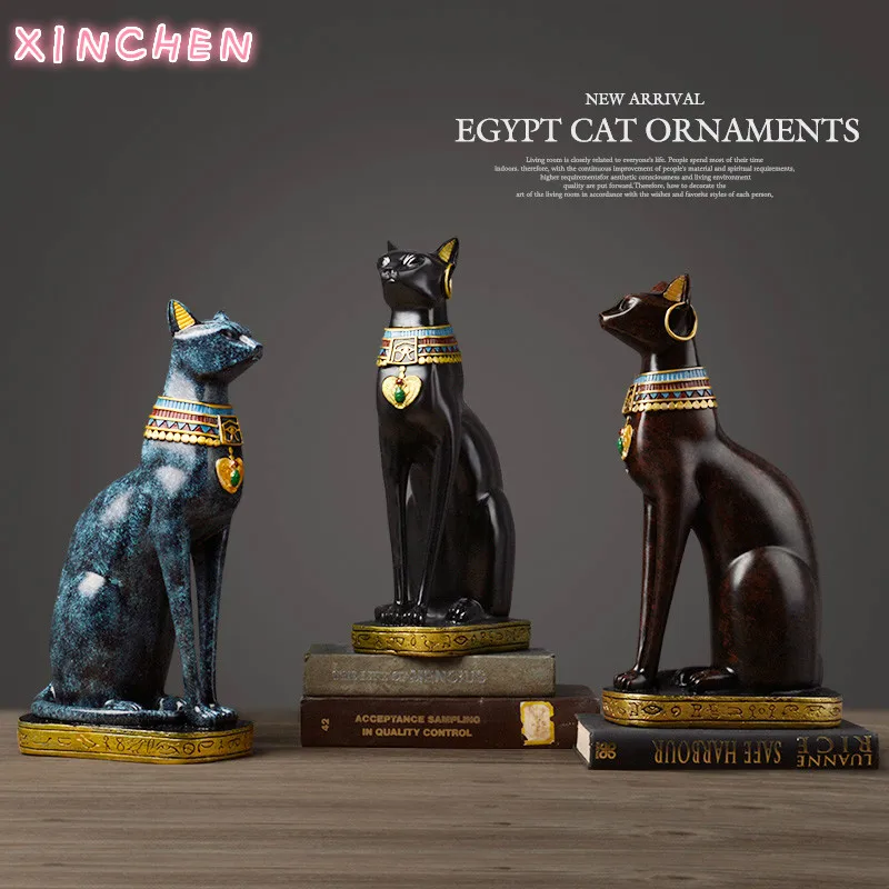 

Egyptian Cat Resin Craft Vintage Home Decor Modern Vintage Baster Goddess God Pharaoh Figurine Statue for Table Ornaments Gift