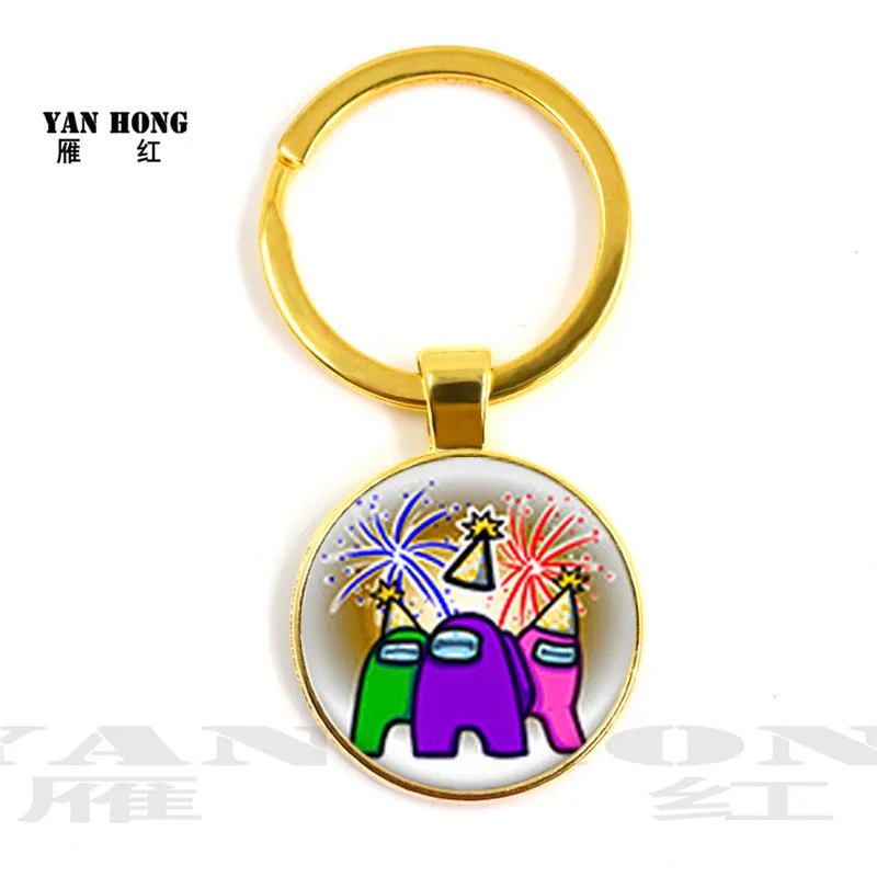 

Popular accessories, glass key chain, video game fan series, 25 mm glass pendant, student schoolbag, car key pendant