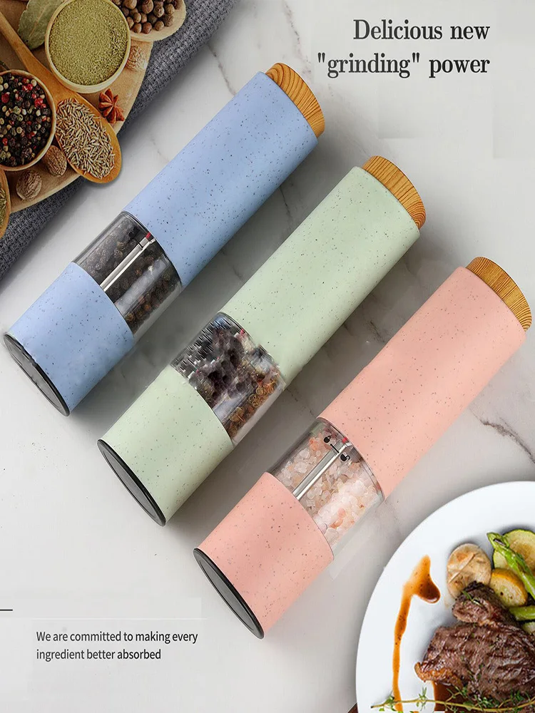 

HPDEAR Grinder, Electric Pepper Grinder, 3 kinds of Color, with led Light, Environment-friendly Wheat Straw Material.