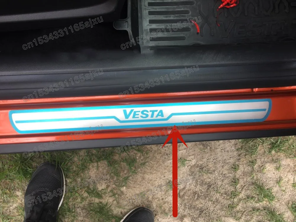 

stainless steel For LADA VESTA Cross Concept 2015 2016 2017 2018 2019 Car door cover outside door sill plate Car Accessories