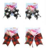 plaid hair bow elastic band gingham grosgrain ribbon 6inch bowknot cheer hairpin girls accessories first day of school