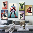 Картина на холсте с супергероями Марвел, плакаты и принты Железного человека, Капитана Америка, Настенная картина для детской спальни, домашний декор