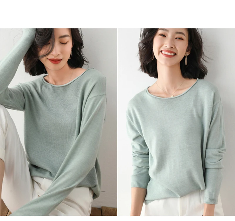 

2020 Autumn Winter Solid Sweater Korean Style Women Long Sleeve Chic Winter Ladies Loose Jumpers Knitted Sweaters