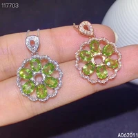 kjjeaxcmy fine jewelry natural peridot 925 sterling silver luxury girl pendant necklace chain support test hot selling