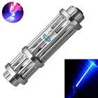 Самая мощная Синяя лазерная горелка 10000 нм м, фокусируемые синие лазерные указки, фонарик, поджигает спичку, подсвечиваемая сигарета
