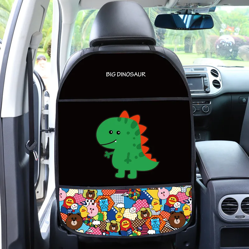 

Cute Cartoon Car Seat Kid Protector Multifunction Auto Seat Cover Children Baby Anti Kick Mat Storage Bag Waterproof Universal