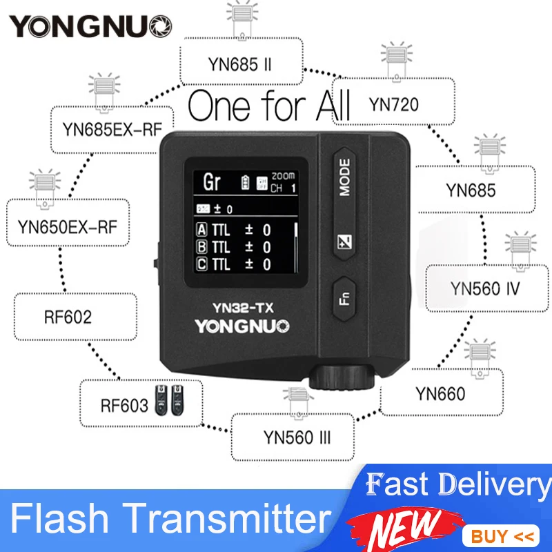 Flash sem Fio Canais e 10000 Ids para Yn650ex-rf Yongnuo Transmissor Yn685ex-rf Yn685ii Yn720 Yn685 Yn560iv Yn660 Yn32-tx 16 –