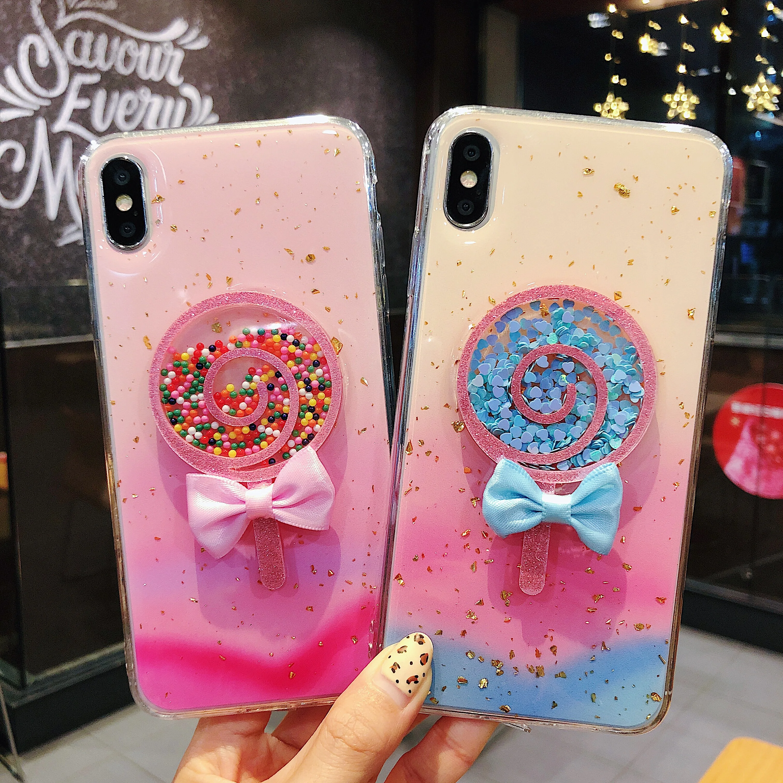 Розовый синий девушка леденец Apple X XS MAX четыре угла анти падение iPhone xr мобильный