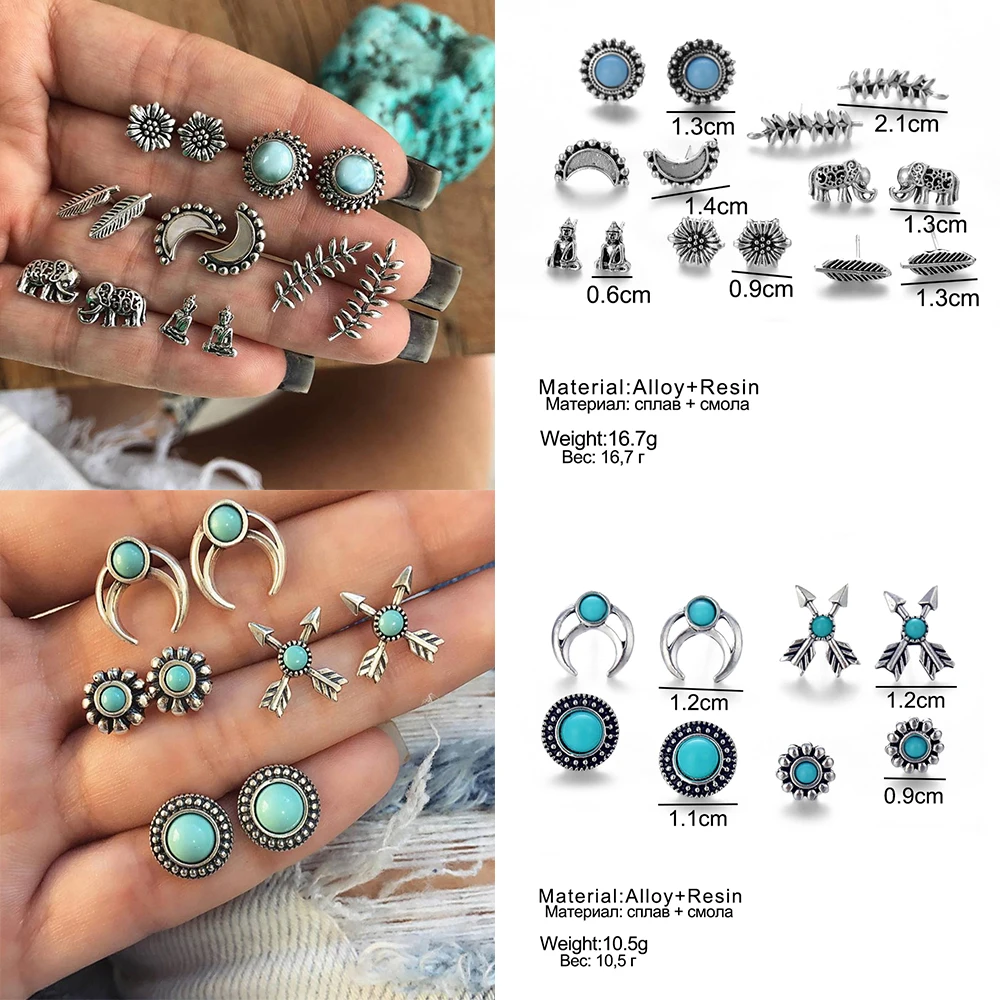 2021 в богемном стиле Ретро стиль покрыты золотом сплав Комплект сережек для