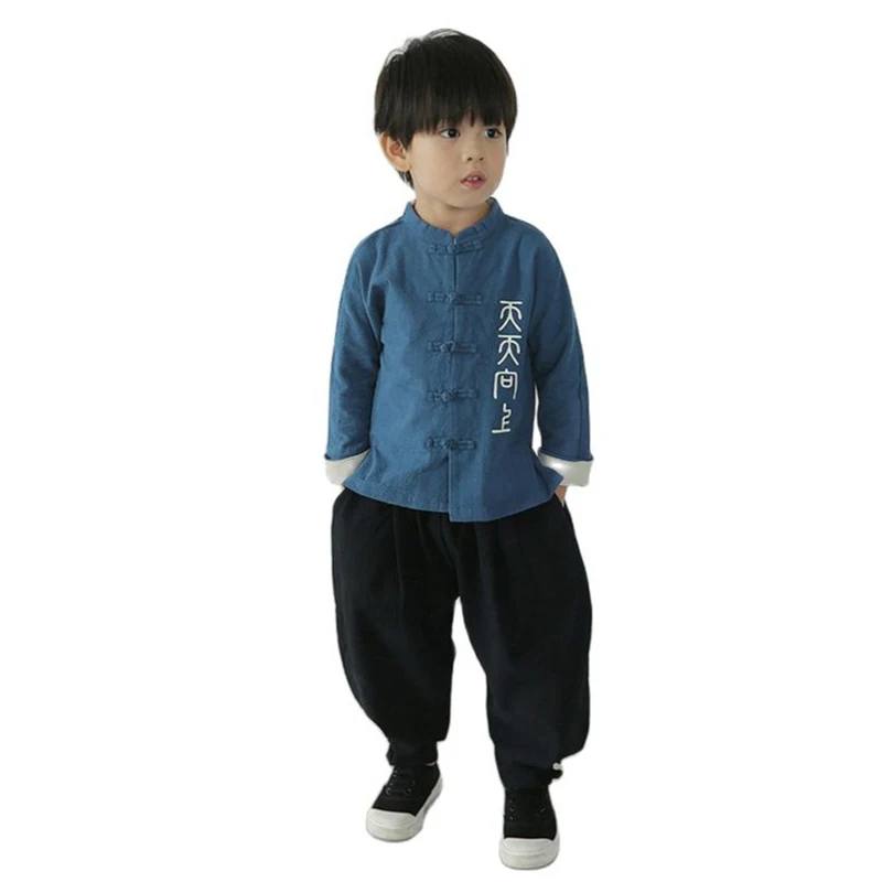 Детский ретро костюм Тан в китайском стиле комплект детской одежды для мальчиков